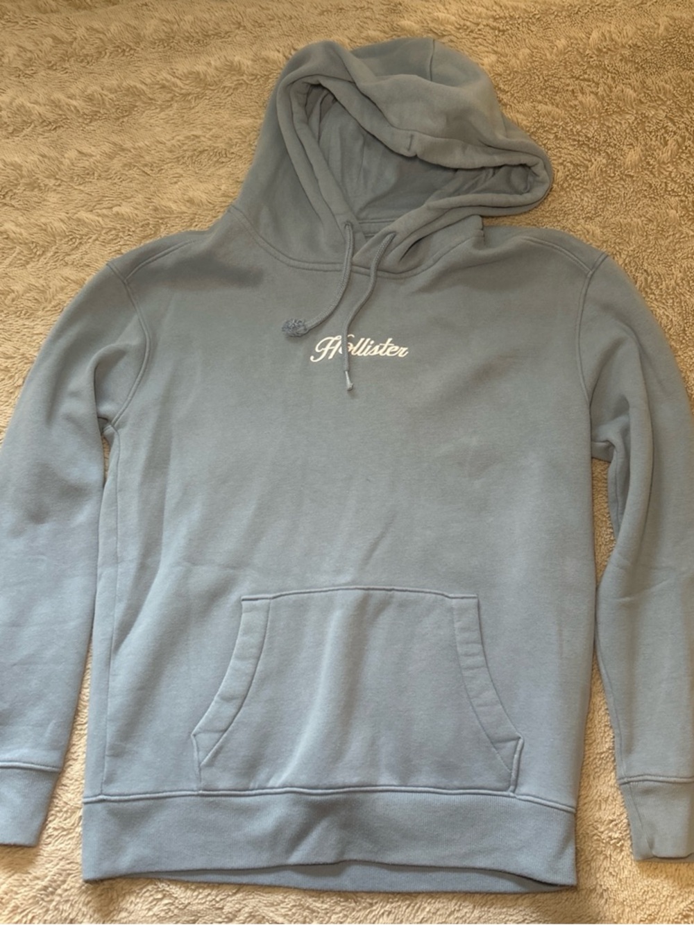 Hollister Light Blue Script Logo Hoodie